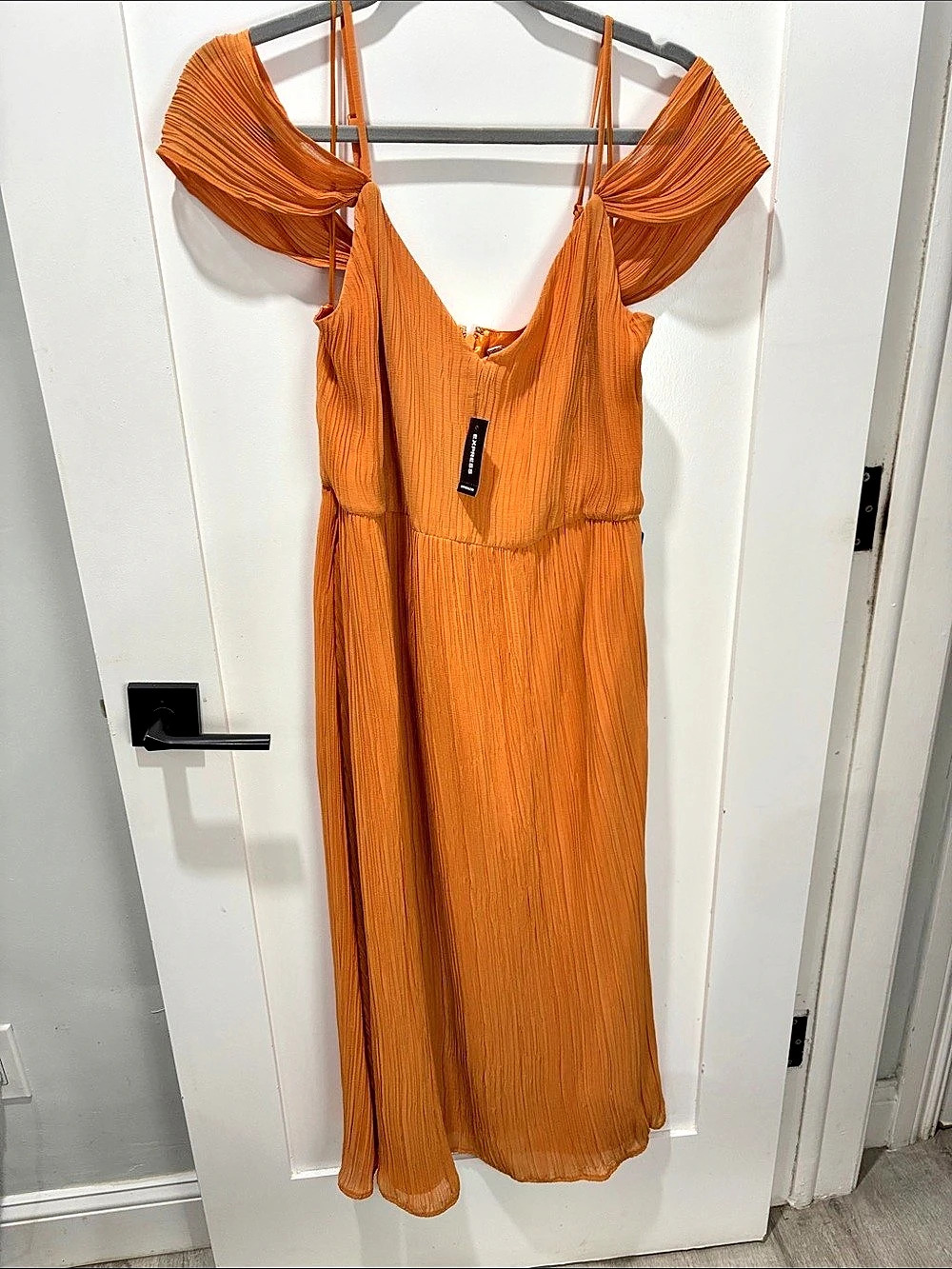 Express Orange Pleated Maxi Dress